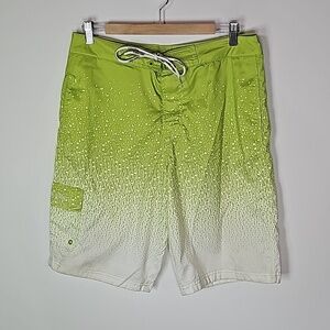 Calvin Klein large lime green and white board shorts